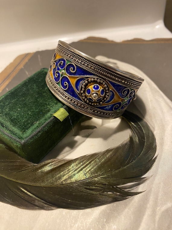 Berber enamel silver bracelet