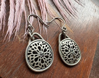 Silver toned and marcasite earrings