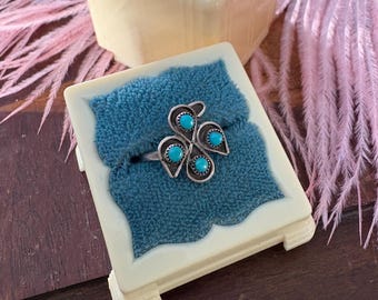 petite silver and turquoise bird ring