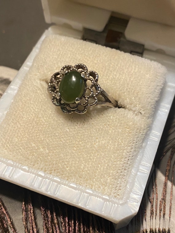 vintage jade ring sterling Gem