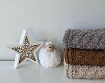 Handmade  Knitted Scarf "Waves" 100% Wool | Warm Winter Scarf