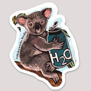 Koala art, mamal sticker, Australia sticker, zoo sticker,  happy sticker, nature sticker, fun sticker, artist-made