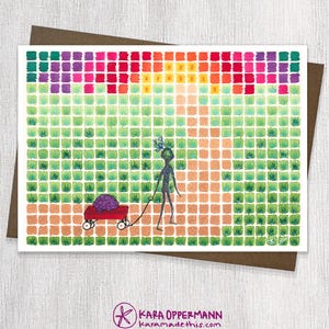 Lege wenskaart natuur droomlandschap van 5 x 7 inch– alle gelegenheden– abstracte natuur Notitiekaart– Archiefpapier– Gerecycleerde envelop– Oplijstbaar– Handgemaakt
