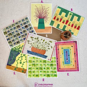 Cartes de voeux vierges de 5 x 7 po. VARIÉTÉ de plantes – toutes les occasions – cartes de correspondance de plantes colorées – papier d'archives – enveloppes recyclées – encadrées – faites main