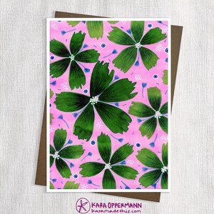 13x18cm Hellgrüne Blumen Blanko Grußkarten– Alle Anlässe– Abstrakte Blumen Karten– Archivpapier– Recycelter Umschlag– Einrahmbar– Handgemacht