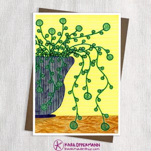 Biglietti d'auguri astratti con pianta Monstera 5x7" - Per tutte le occasioni - Biglietti di auguri con piante colorate - Carta d'archivio - Buste riciclate - Incorniciabili - Fatti a mano