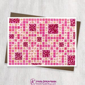 5x7 ”Blumen Gitter Blanko Grußkarte– Alle Anlässe– Bunte abstrakte Blumen Grußkarte– Archivpapier– Recycelter Umschlag– Rahmenbar– Handgemacht