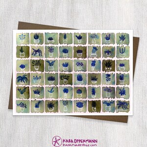 13x18cm Blumenmuster Grußkarten– Alle Anlässe– Bunte abstrakte Pflanzen Grußkarte– Archivpapier– Recycelte Umschläge– Rahmenbar– Handgemacht
