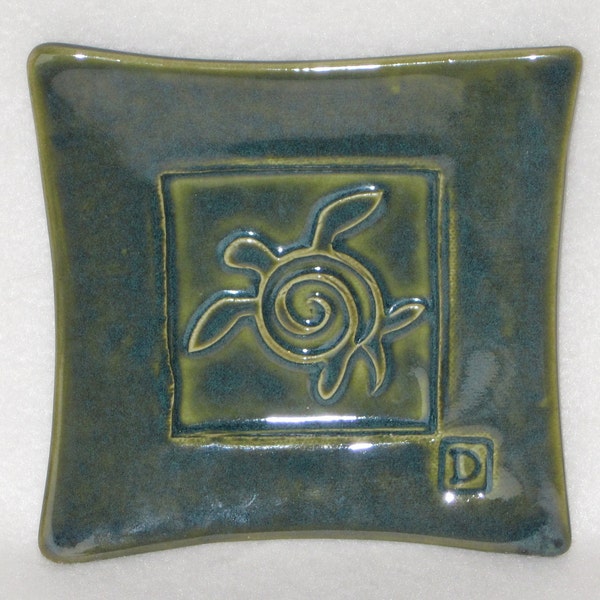 Sea Turtle Green Stamp Plate Sea Green Pearl