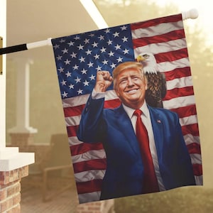 Trump Flag Donald Trump Banner 4th of July BBQ Picnic Independence USA MAGA Decor American Eagle Flag Republican Fathers Day Veteran gift