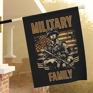 Military Family American Flag House Garden Proud Parents Grandparents Soldier Army Veteran