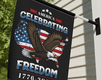 250 Years American Flag, 250th Anniversary Celebrating Freedom Flag Banner USA Patriotic American Bald Eagle 4th July Veterans military army