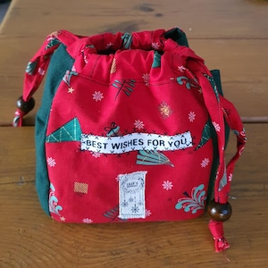 Komebukuro Beutel, Japanischer Geschenkbeutel aus Stoff, Handgemacht, nachhaltig, Patchwork Upcycling, Wiederverwendbare Geschenkverpackung