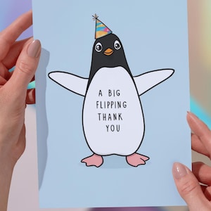 Printable Card, Birthday Thank you, Party Thank you, Digital Card, Thank you card, Penguin Birthday Card, Birthday Card