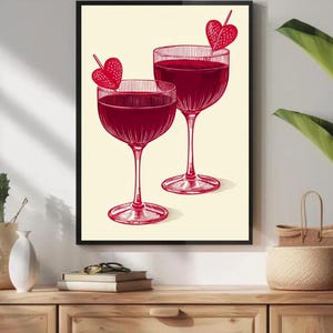 Elegant Minimalist Cocktail Glasses Illustration Poster