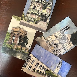 San Francisco Landmark Watercolor Cards | Hand-Painted Landmark Note Cards