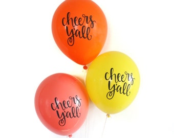 Set of 3 - Cheers Y'all (Citrus) - Hand Lettered Balloons