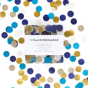 Hand-Cut Confetti - Indigo: Navy, Metallic Gold, Oatmeal, Colonial Blue - DIY Party Confetti, Party Decoration, Bridal Shower, Bachelorette