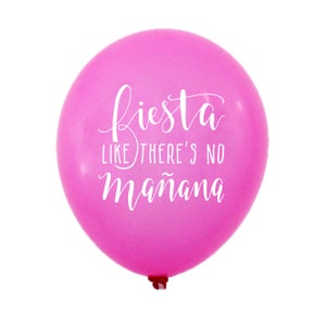 Set of 3 - Wild Berry &quot;Fiesta Like There&#39;s No Mañana&quot; Hand Lettered Latex Boutique Printed Party Balloons
