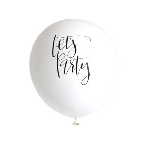 Set of 3 - White &quot;Let&#39;s Party&quot; Calligraphy Latex Boutique Printed Party Balloons
