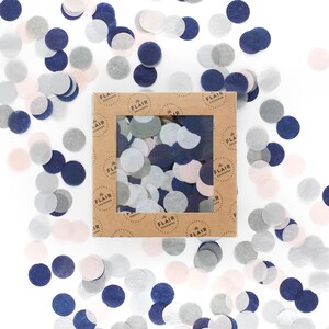 Eco Confetti - Sapphire: Navy, Sand, Gray, Metallic Silver - Circle Confetti, Eco Friendly Confetti, Eco Confetti, Circle Confetti