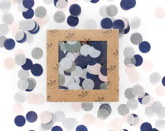 Eco Confetti - Sapphire: Navy, Sand, Gray, Metallic Silver - Circle Confetti, Eco Friendly Confetti, Eco Confetti, Circle Confetti