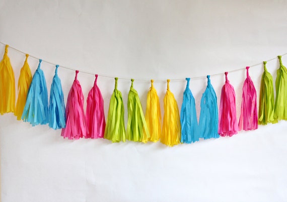 Neon Tissue Tassel Garland Kit Hot Pink Lime Green Yellow