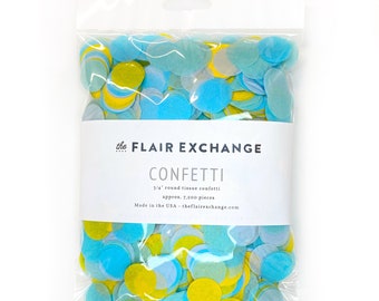 Bulk Pack Confetti - Poolside : Yellow, Powder, Oxford, Aqua - DIY Party Confetti, Party Decoration, Bridal Shower, Bachelorette Confetti