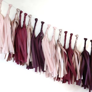 SULTRY Tissue Tassel Garland Kit : Wine, Dubonnet, Sand, Metallic Rose Gold - DIY Tassel Garland, Wedding Decorations,  Bridal Shower