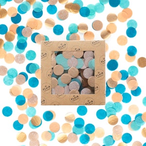Eco Confetti - Pueblo: Teal, Colonial Blue, Salmon, Metallic Bronze - Circle Confetti, Eco Friendly Confetti, Round Confetti