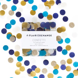 Handgesneden Confetti - Indigo: Marine, Metallic Goud, Havermout, Briljant Blauw - DIY Party Confetti, Feestdecoratie, Bruidsdouche, Vrijgezellenfeest
