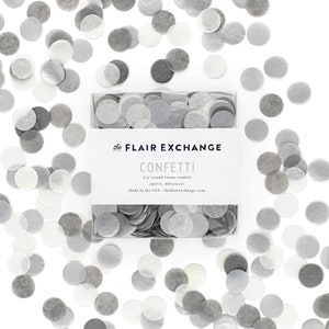 Hand-Cut Confetti - Sterling : Gray, White, Metallic Silver - DIY Party Confetti, Party Decoration, Bridal Shower, Bachelorette Confetti
