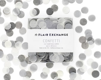 Confeti cortado a mano - Sterling: Gris, blanco, plata metalizada - Confeti para fiestas DIY, decoración de fiestas, despedida de soltera, confeti para despedida de soltera