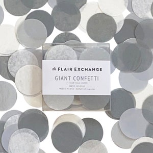 Giant 2&quot; Confetti - Sterling : Gray, White, Metallic Silver - Party Confetti Circles for Table Decor or Clear Balloons