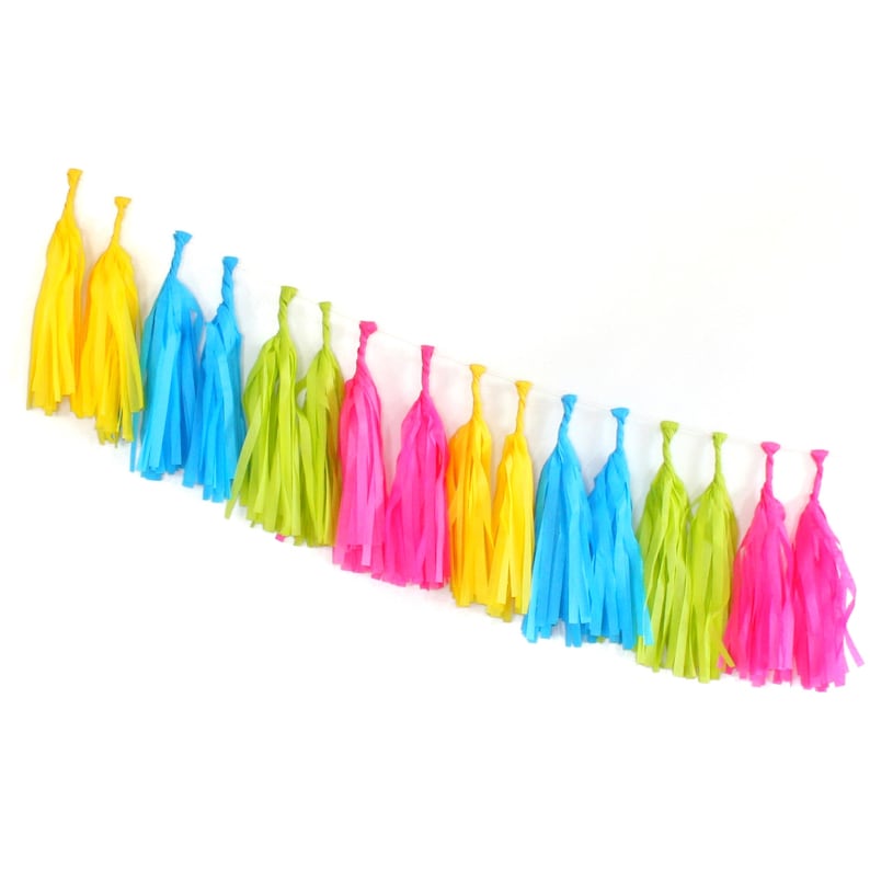 Tissue Tassel Garland Kit Neon : Hot Pink, Lime Green, Yellow, Turquoise, Party Decorations, Girls Party, Neon Tassels, DIY Paper Tassels image 1