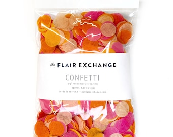 Confettis emballés en gros - vifs : rose vif, orange, pêche, mandarine - confettis de fête à faire soi-même, décoration de fête, shower de mariage