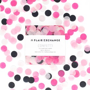 Hand-Cut Confetti - Flamingle: Dark Pink, Black, Hot Pink, Blush -DIY Party Confetti, Party Decoration, Bridal Shower, Bachelorette Confetti