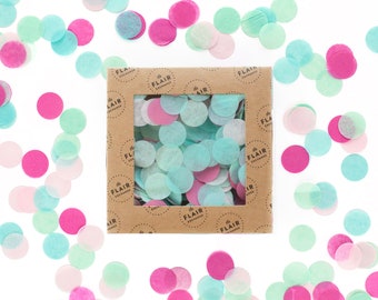 Confettis écologiques - Candy Shoppe : menthe, fard à joues, framboise, turquoise - Confettis ronds, Confettis respectueux de l'environnement, Confettis ronds