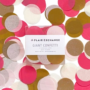 Giant 2&quot; Confetti - Sweetheart: Azalea, Blush Pink, Off White, Metallic Gold - Party Confetti Circles for Table Decor or Clear Balloons