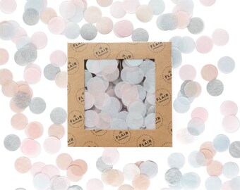 Confettis écologiques - Quartz rose : sable, rose poudré, brume, argent métallique - Confettis ronds, confettis respectueux de l'environnement, confettis ronds