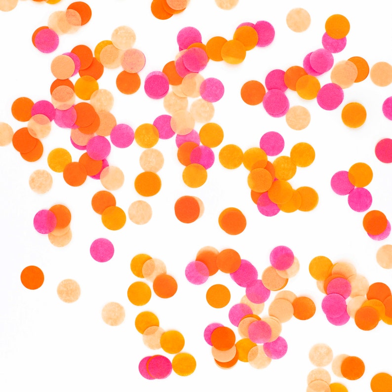 Hand-Cut Confetti Bright : Hot Pink, Orange, Peach, Tangerine DIY Party Confetti, Party Decoration, Bridal Shower, Bachelorette Confetti image 2