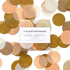 Giant 2&quot; Confetti - Nectar: Peach, Kraft, Off White, Metallic Gold - Party Confetti Circles for Table Decor or Clear Balloons