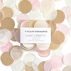 Giant 2&quot; Confetti - Blushing : Blush Pink, White, Off White, Kraft - Party Confetti Circles for Table Decor or Clear Balloons