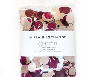 Bulk Pack Confetti - Sultry : Wine, Dubonnet, Sand, Metallic Rose Gold - DIY Party Confetti, Party Decoration, Bridal Shower, Bachelorette