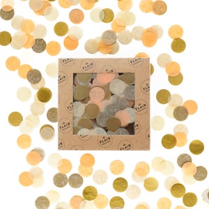 Eco Confetti - Nectar: Peach, Kraft, Off White, Metallic Gold - Circle Confetti, Eco Friendly Confetti, Round Confetti