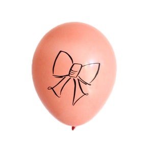 Set of 3 - Blush Pink &quot;Bow&quot; Hand Lettered Latex Boutique Printed Party Balloons