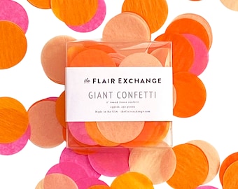 Giant 2" Confetti - Bright : Hot Pink, Orange, Peach, Tangerine - Party Confetti Circles for Table Decor or Clear Balloons