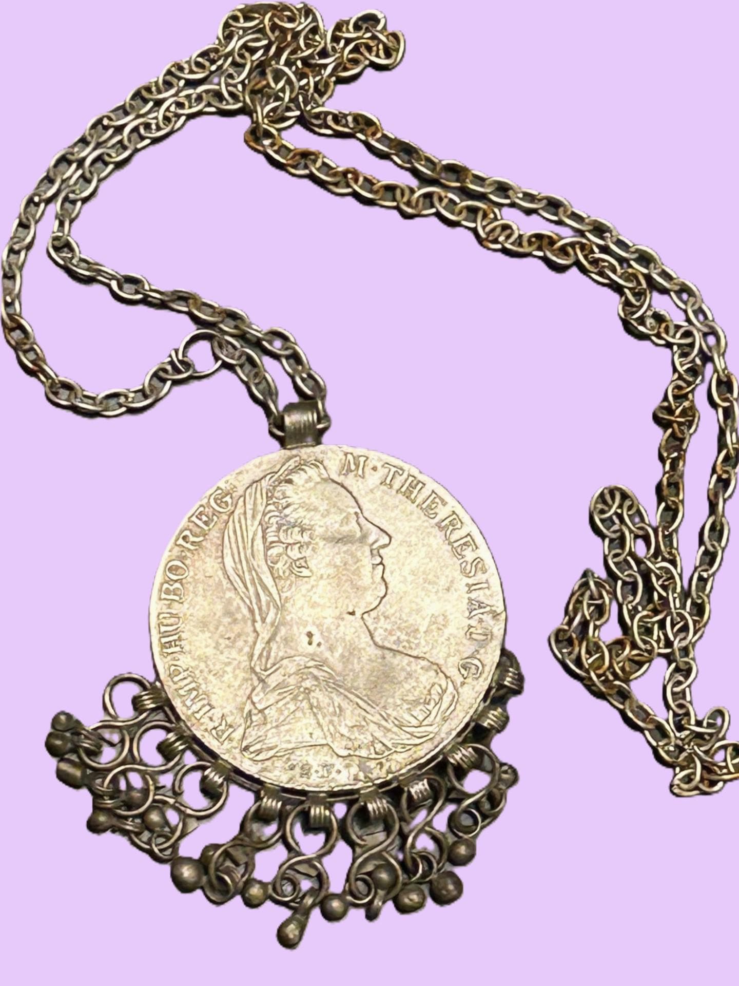 Vintage Gold Tone Textured Multi Link Chain Belt Maria Theresia Coin Charm 1780 Maria Theresia Coins - Etsy Hong Kong main image 2
