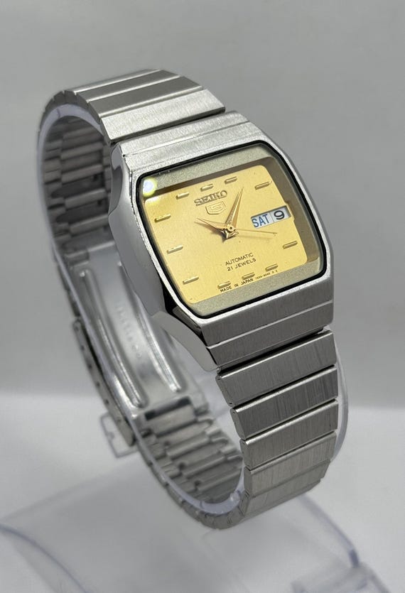 ヴィンテージ セイコー5 自動巻き メンズウォッチ：ゴールド文字盤