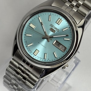 Seiko 5 Automatic Watch – Blue Dial – Men&#39;s Vintage 7009 – Day Date – Japan Made – Classic Dress Watch